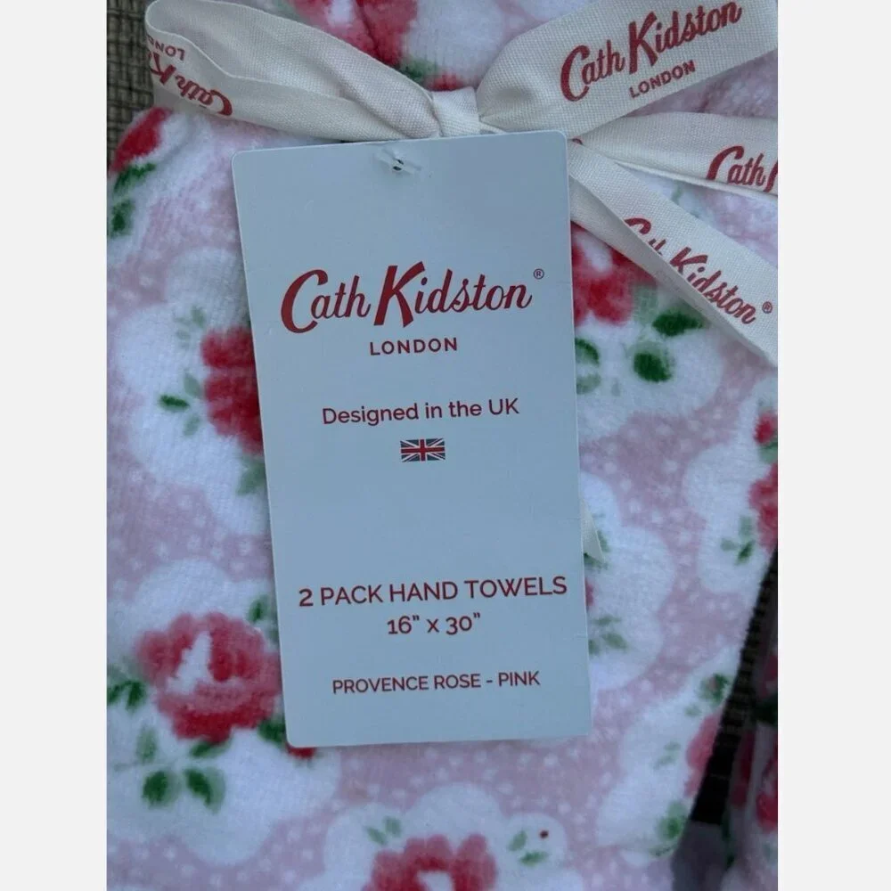 Cath Kidston Provence Rose Pink Cotton Velour One Bath & 4 Hand Towels Set 5pc